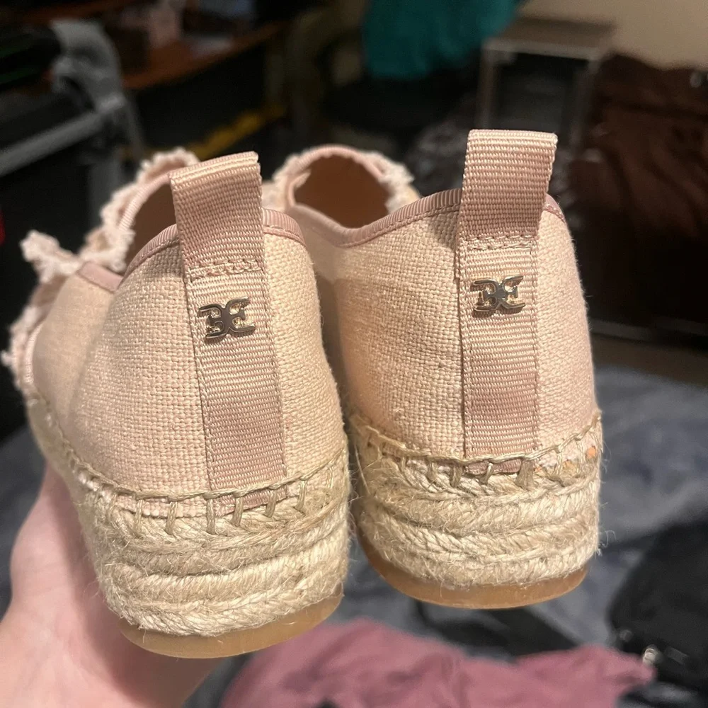 Sam Edelman Blush Pink Canvas Espadrille Platform Slip-Ons